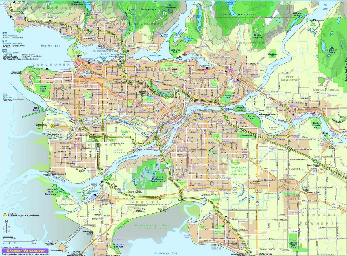 карта города Ванкувер, Британская Колумбия, Канада