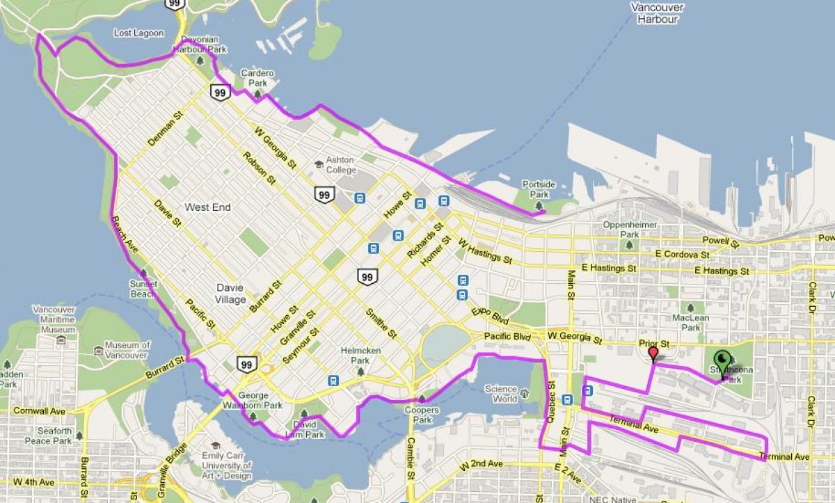 город Ванкувер велосипеда карте