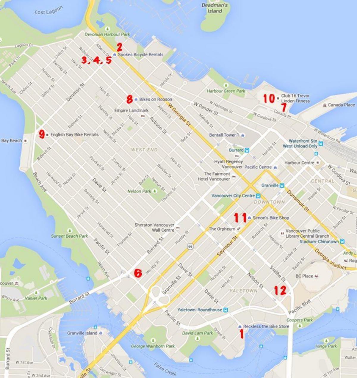 Ванкувер велосипеда карте