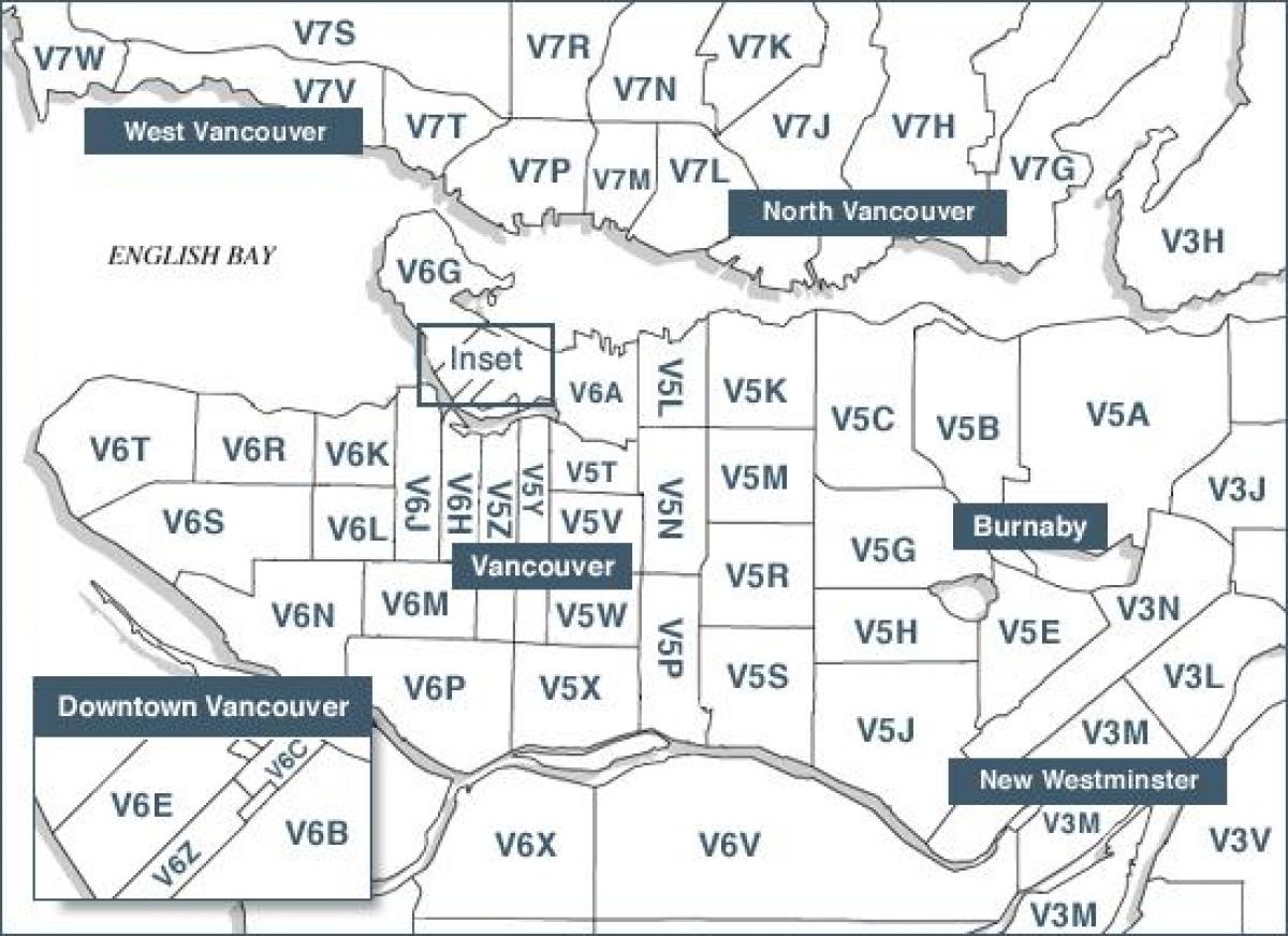 Карта Ванкувера почтовый индекс