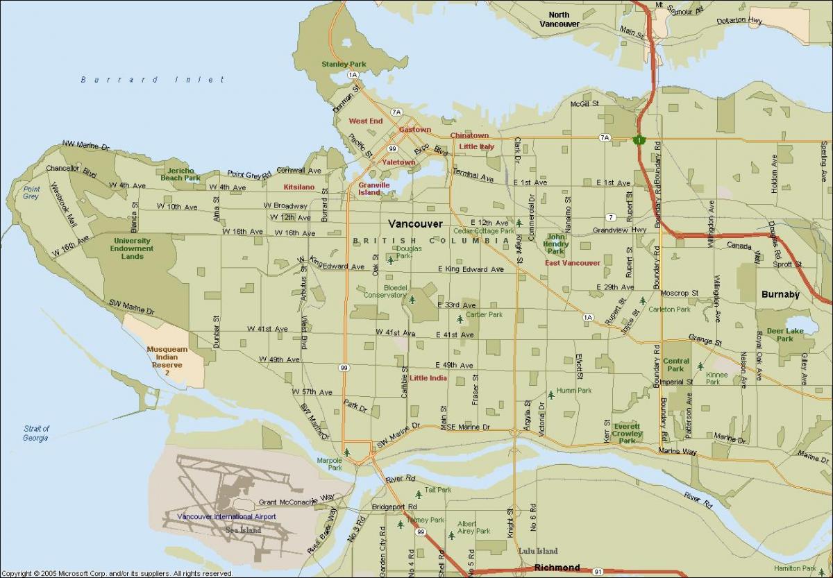 расположение Ванкувер карта