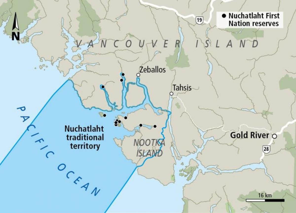 Карта острова Ванкувер первых наций