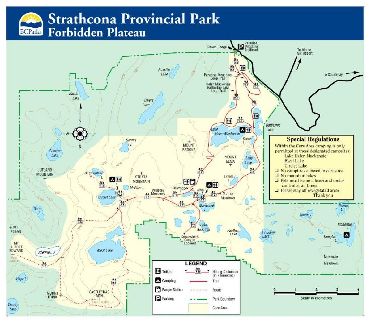 Карта острова Ванкувер провинциальных парков
