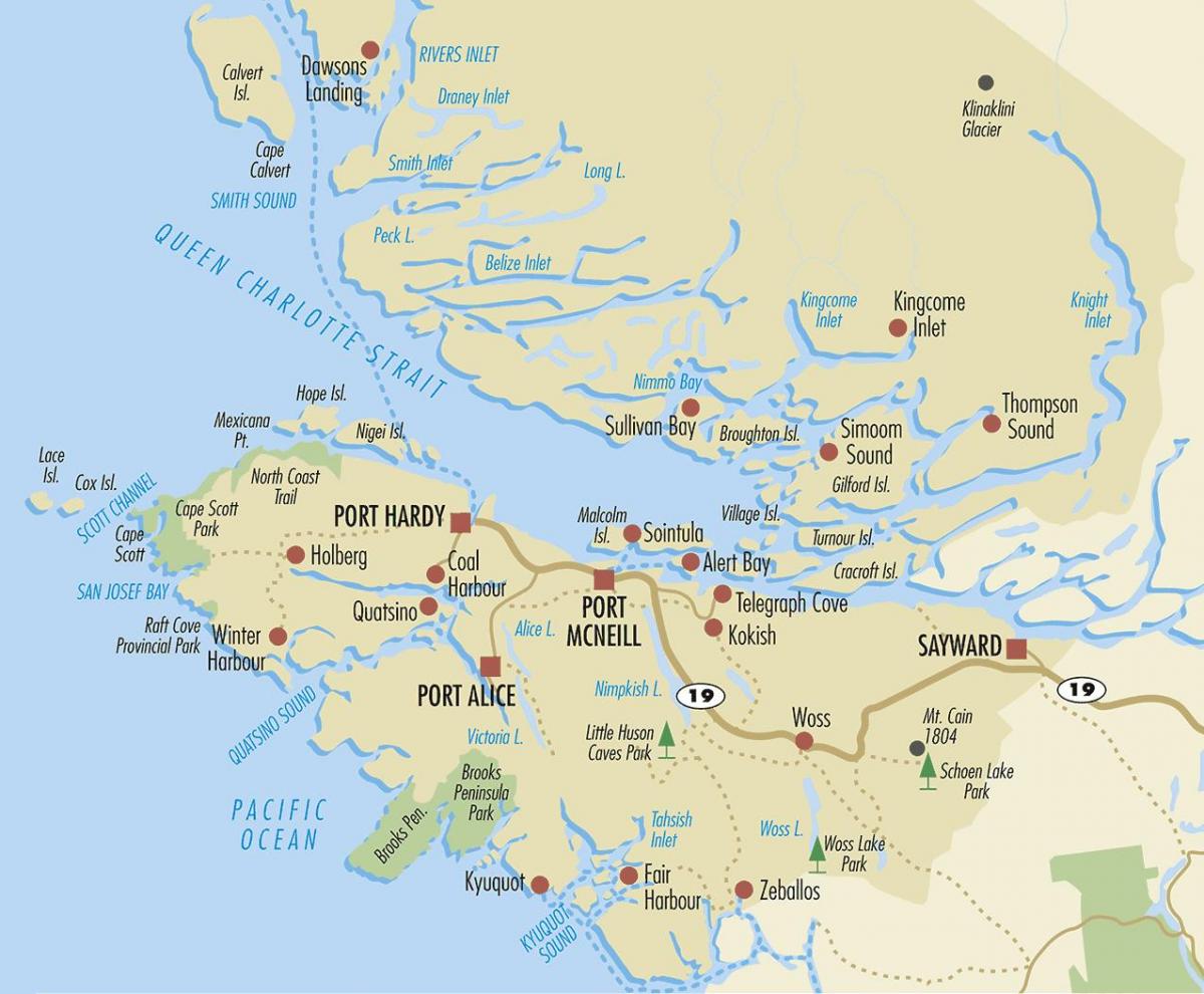 Карта острова Северный Ванкувер 