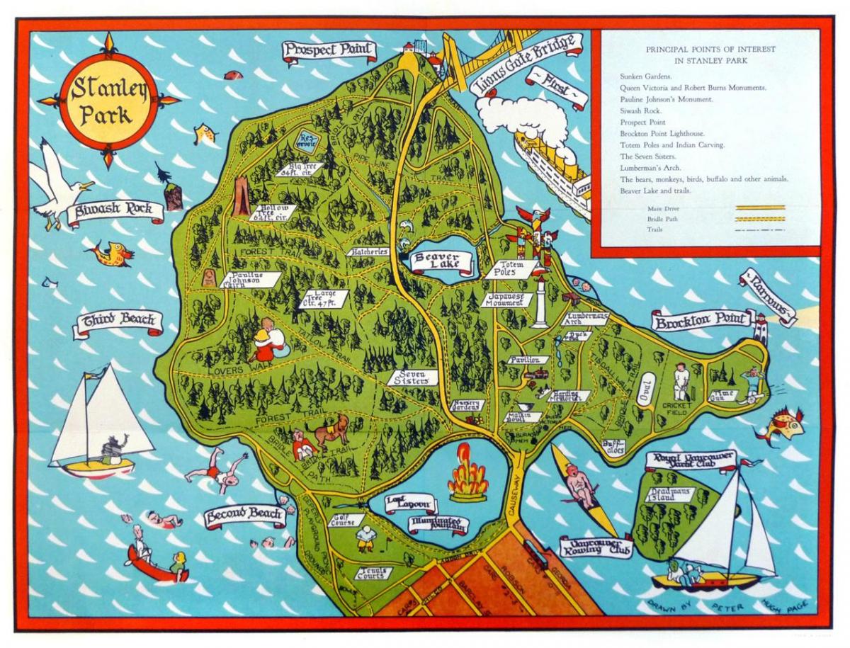 Карта парк Стэнли тотемный столб