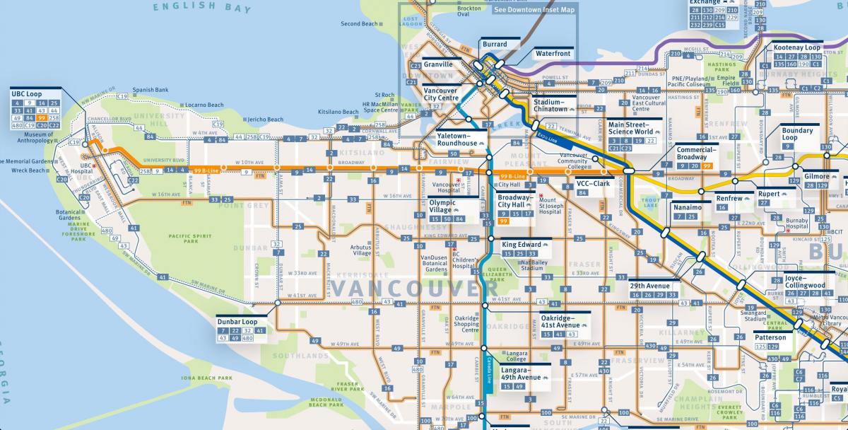 Карта автобусных маршрутов Ванкувер 