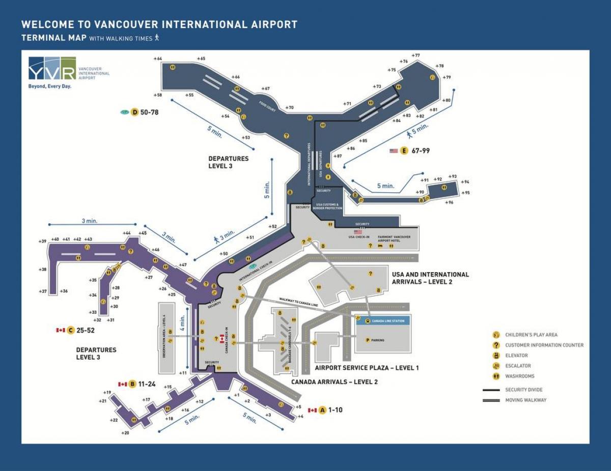 аэропорт Ванкувера, Канада карта