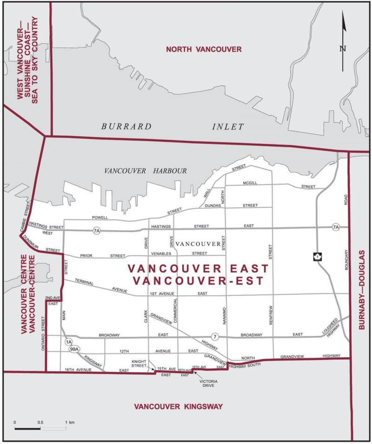 Карта Восточно-Ванкувер 
