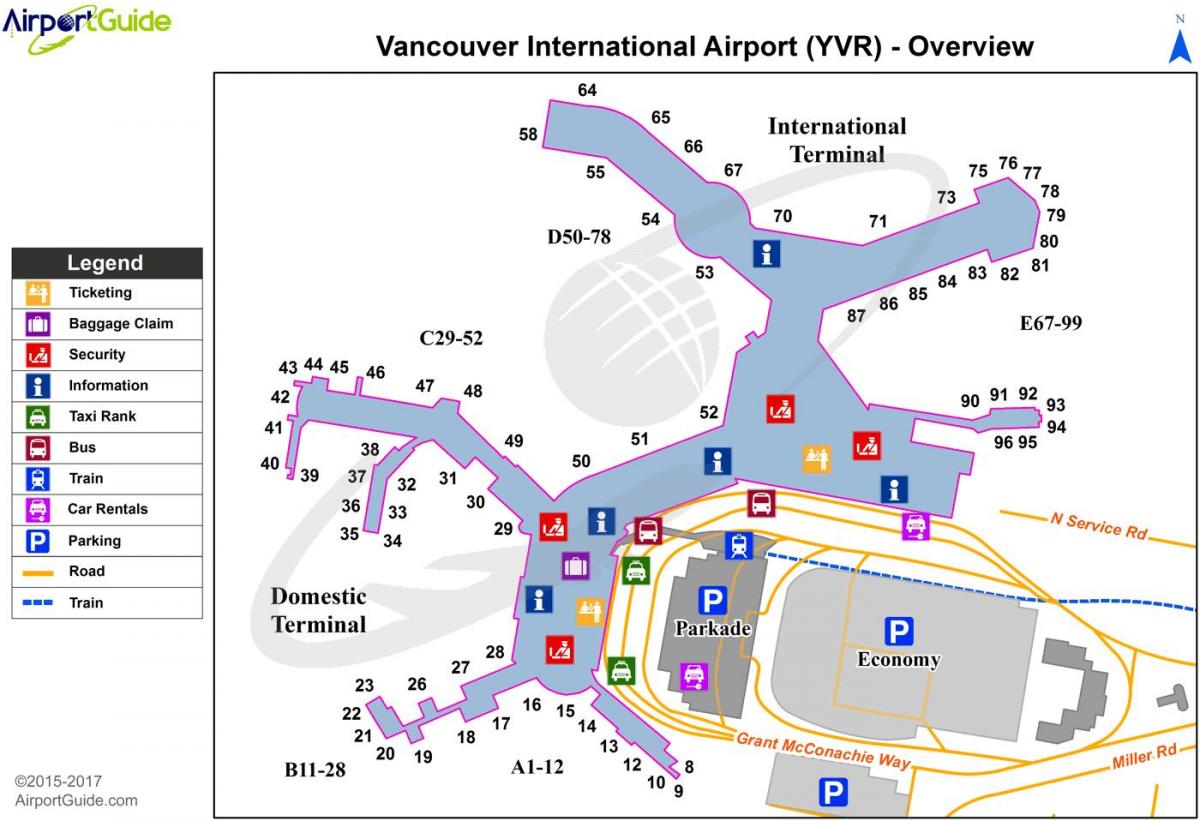 аэропорт Ванкувер карта терминал м