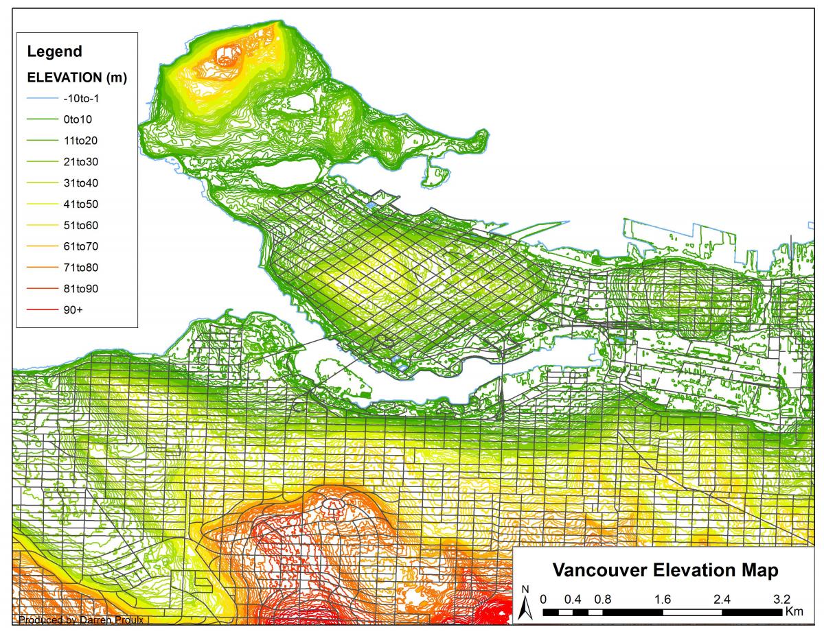 Карта Ванкувера высоте