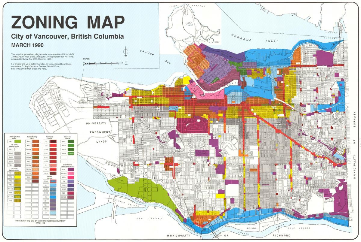 Запад Ванкувер зонирования карте