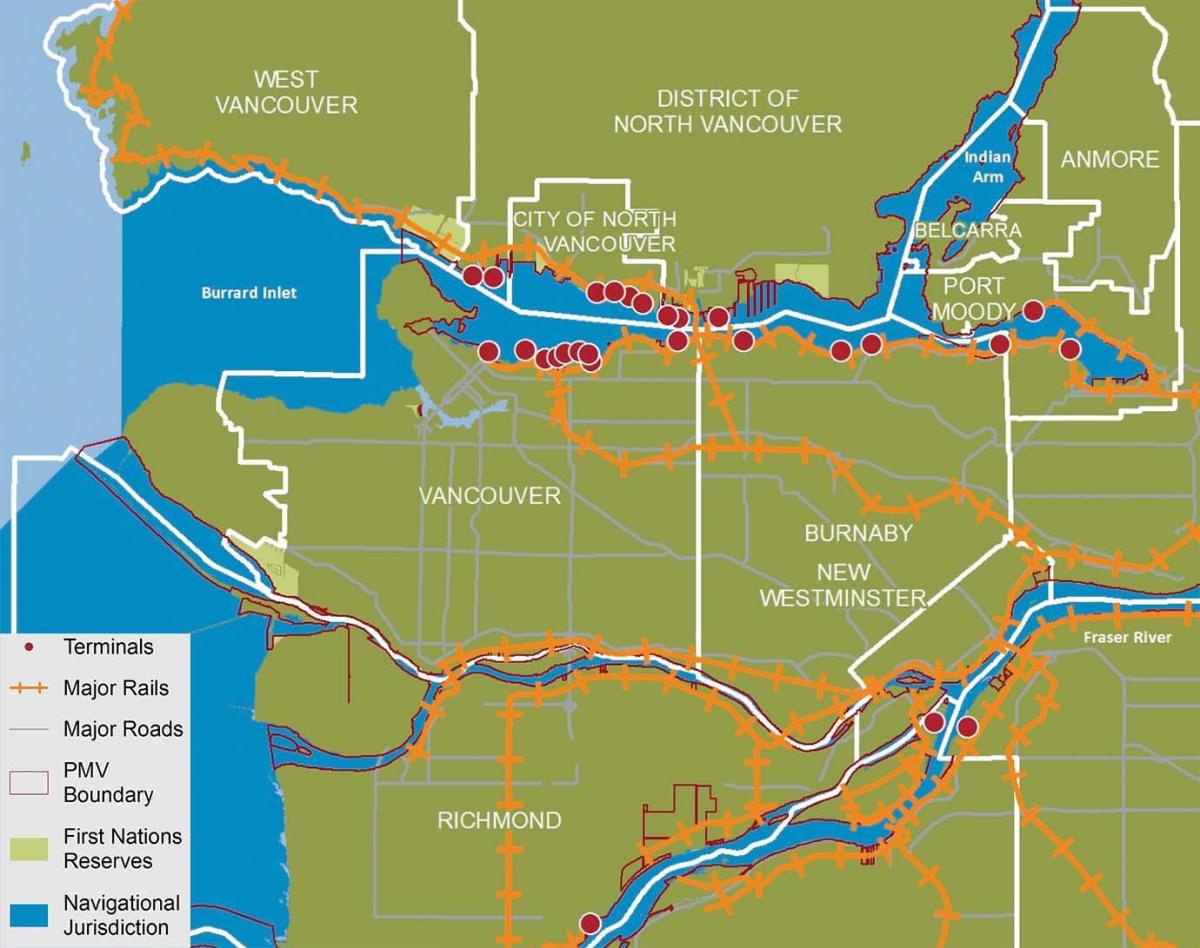 Карта города Норт-Ванкувер