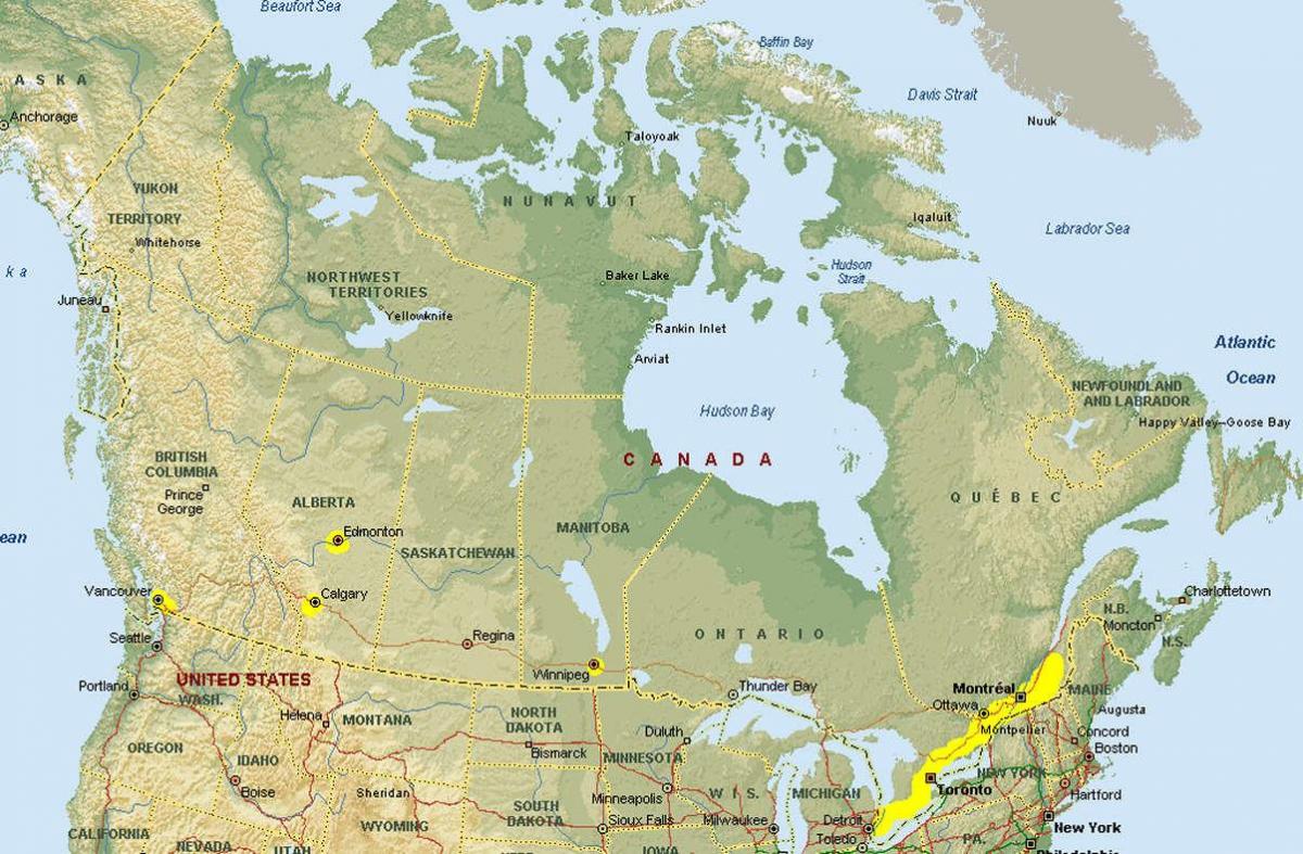 Карта пересечения границы Ванкувер