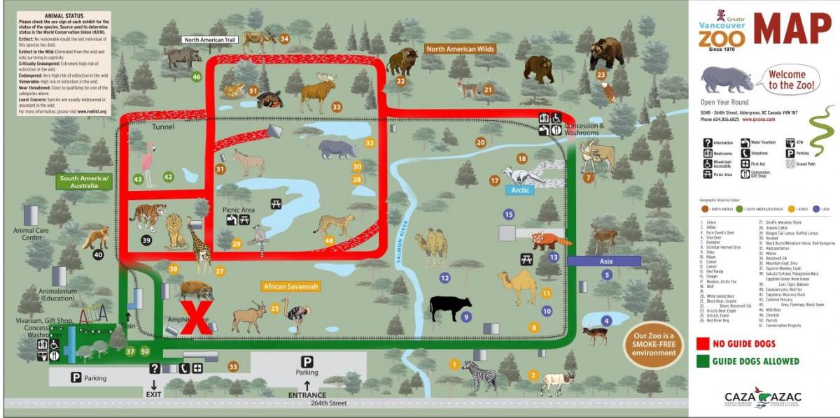 Карта зоопарка Ванкувера 