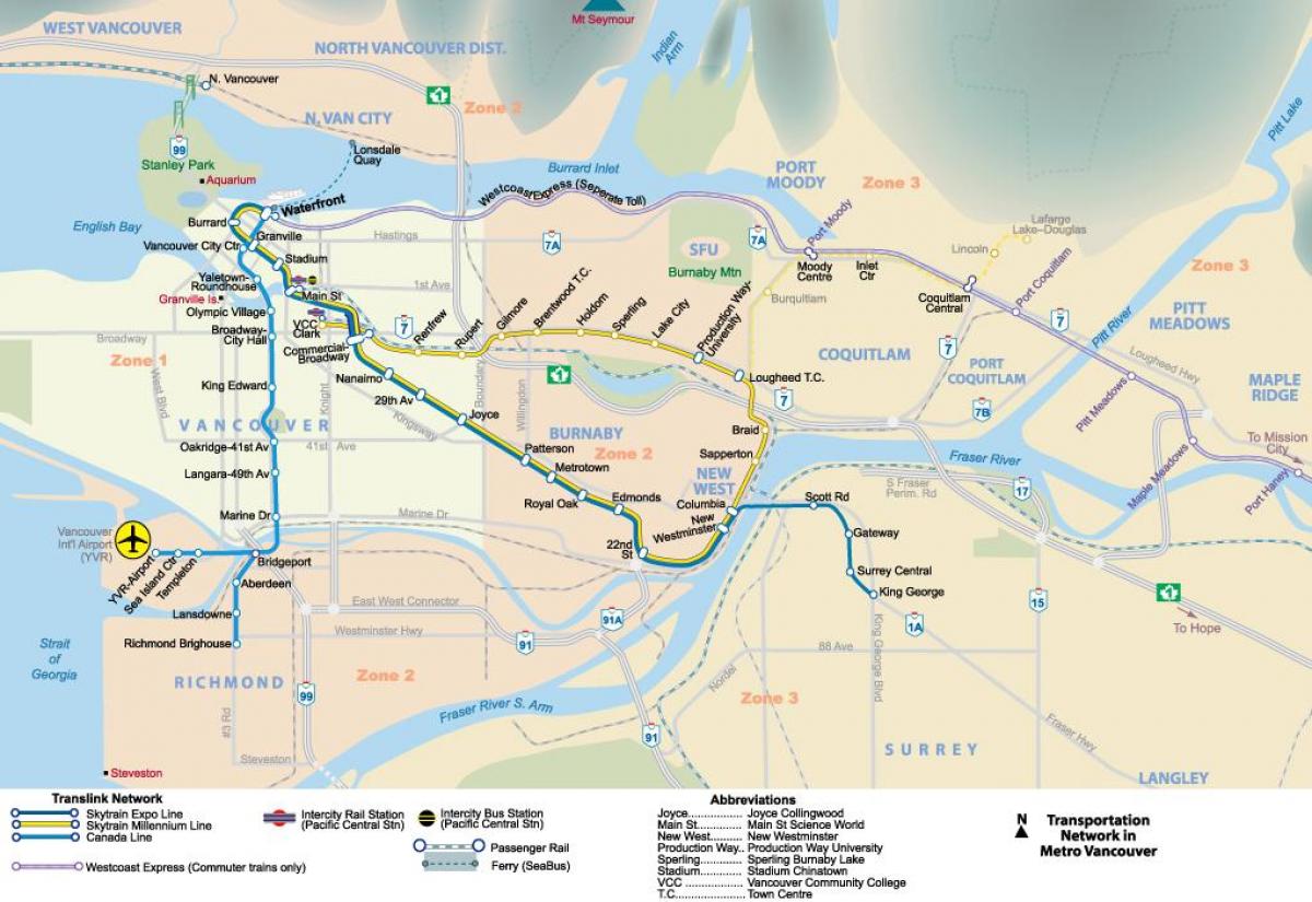 Ванкувере карте метро 