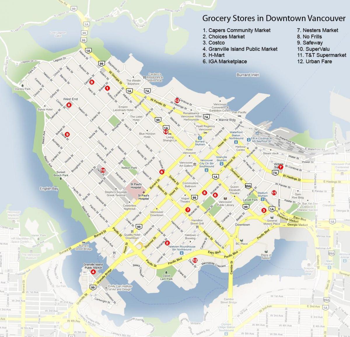 Карта магазина Ванкувер