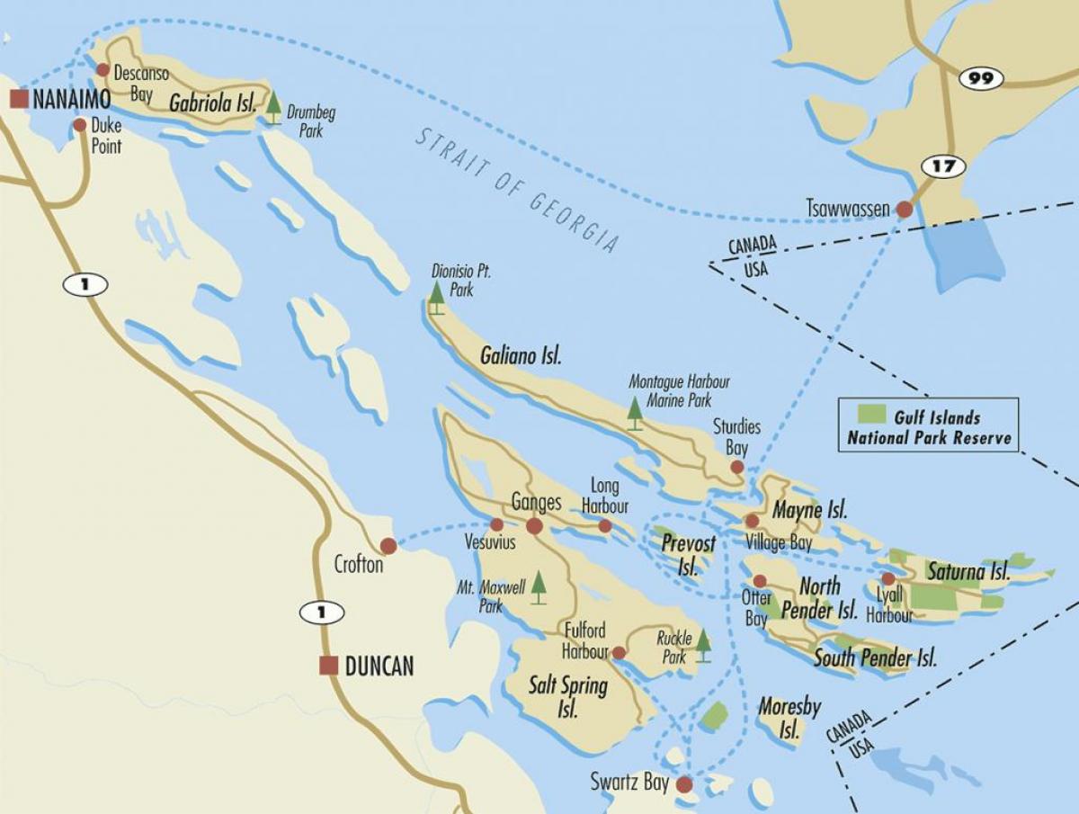 карта острова в Персидском заливе Британская Колумбия, Канада