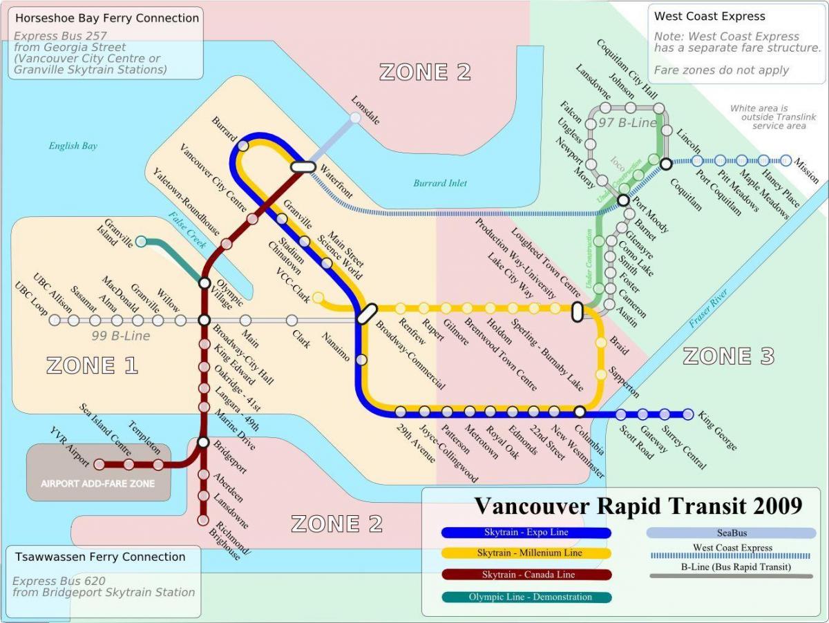 общественным транспортом карте Ванкувера