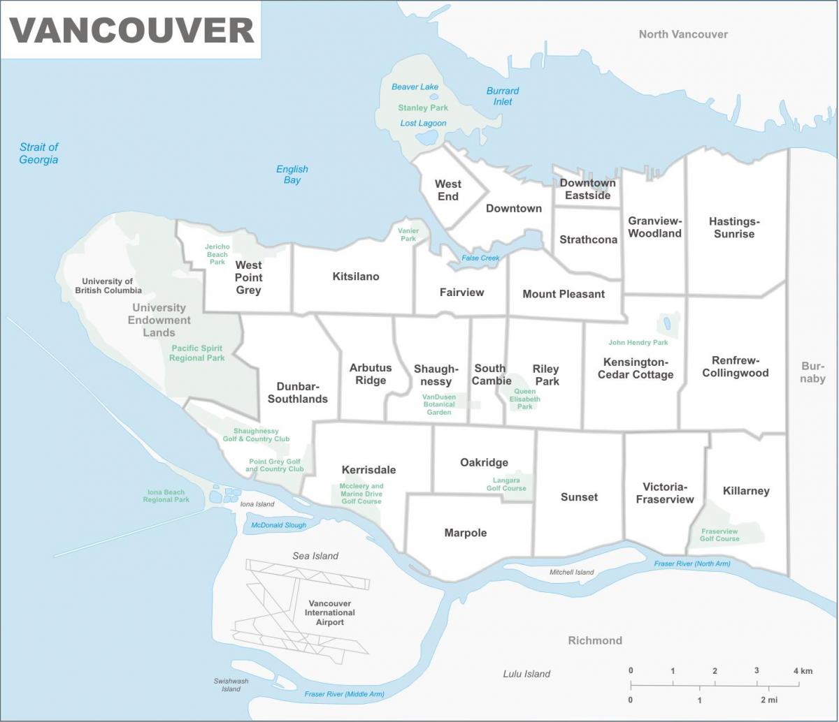 окрестности Ванкувере карте