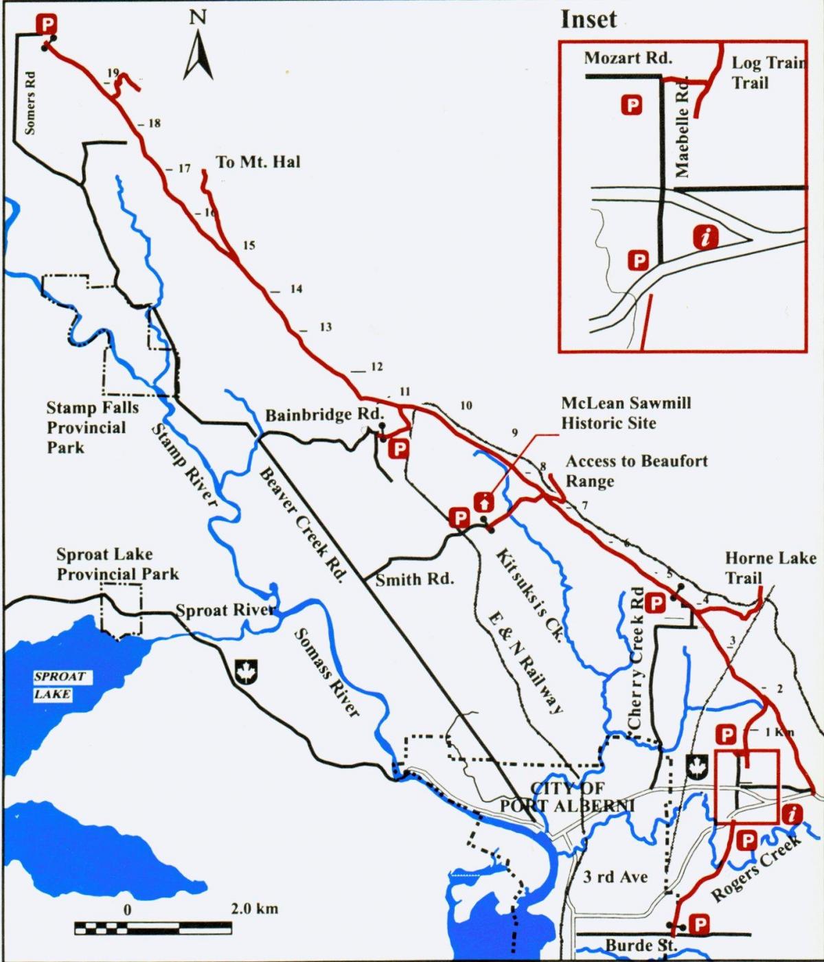 Карта острова Ванкувер железнодорожный