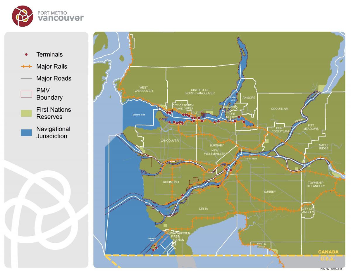 Карта порт метро Ванкувер