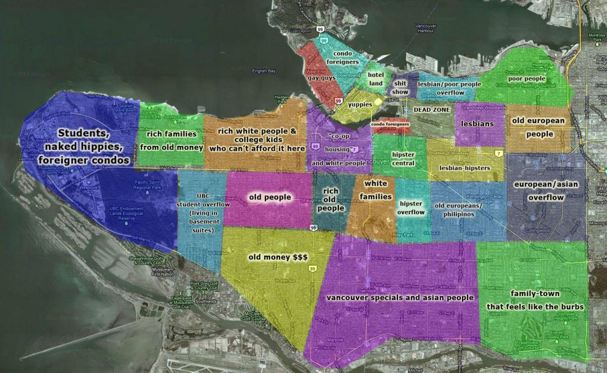 карта Ванкувера и окрестностей
