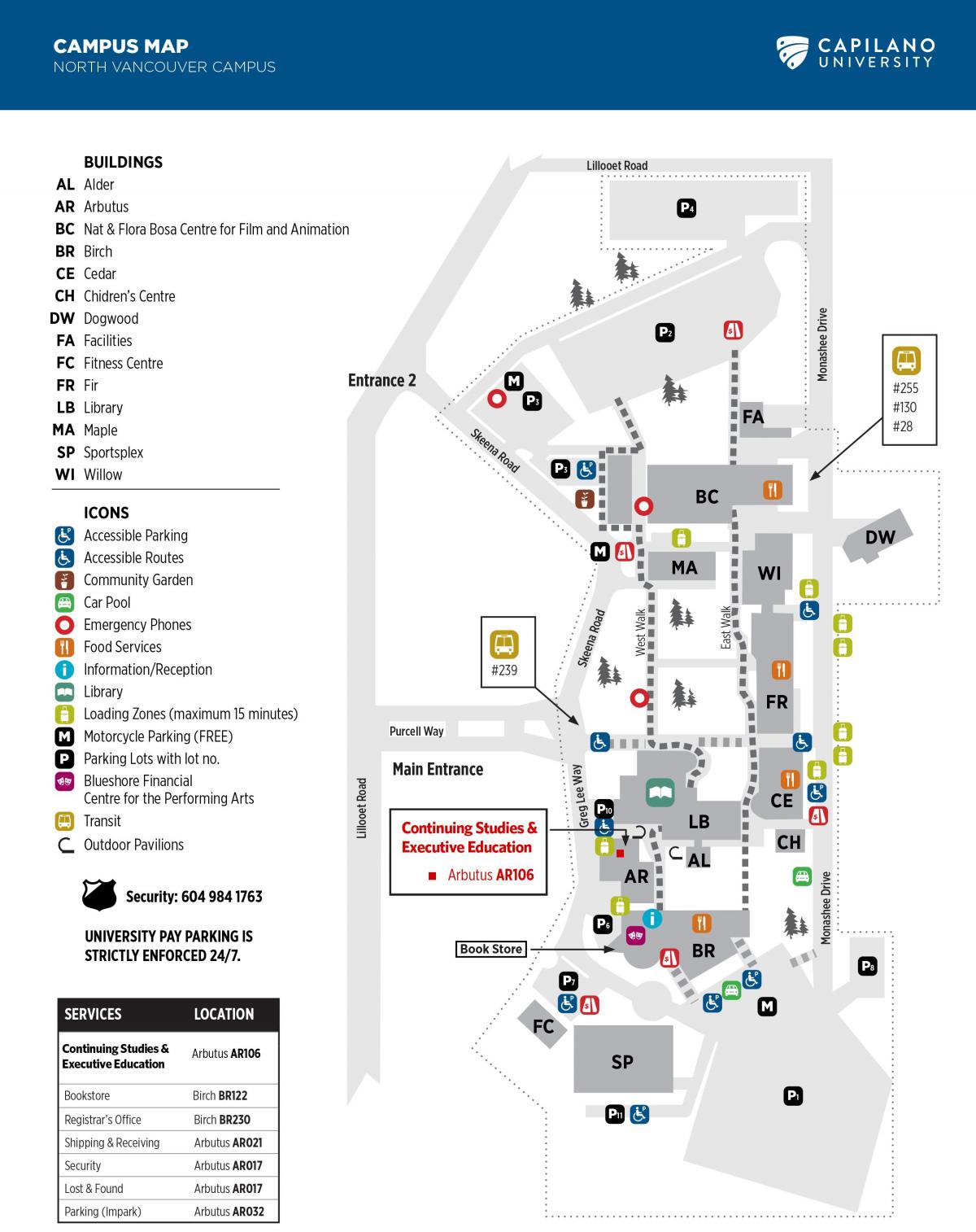 Карта университета Капилано 