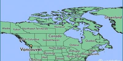 Карта Канады показывает Ванкувер