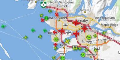 Карта полета Ванкувера отслеживания