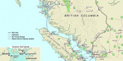 Паромы Ванкувер в Ванкувер остров на карте