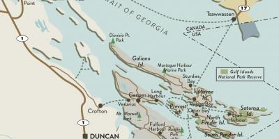 Карта острова Ванкувер и островов Галф 