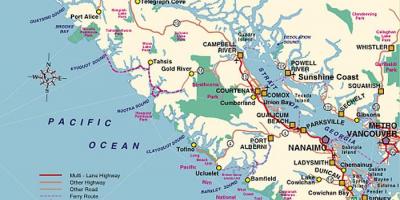Карта острова Ванкувер кемпинг 