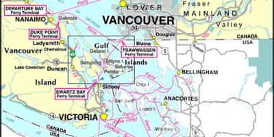 Ванкувер остров паромных маршрутов по карте