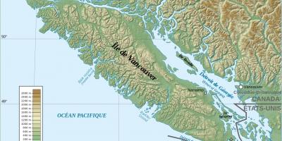 Карта топографическая острове Ванкувер 